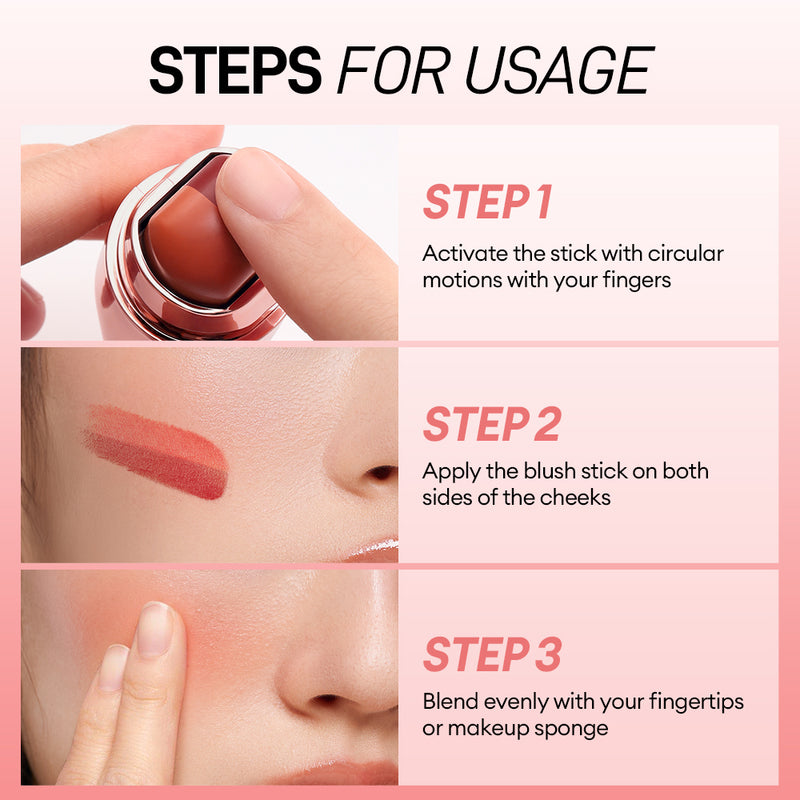 O.TWO.O New Two-color Blush Stick High Pigment Nude Pink Color Silky Texture Long Ware