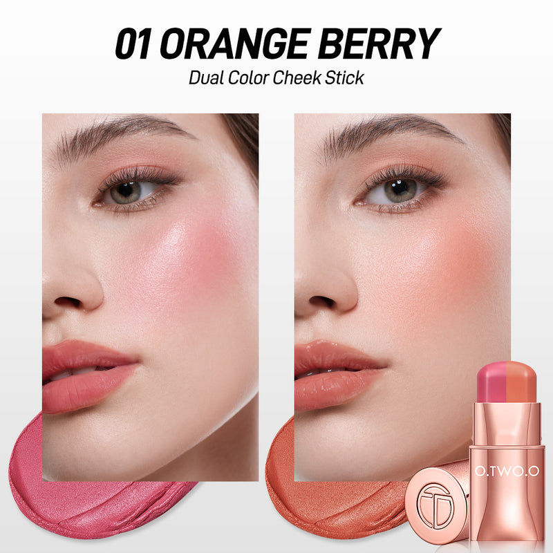 O.TWO.O New Two-color Blush Stick High Pigment Nude Pink Color Silky Texture Long Ware