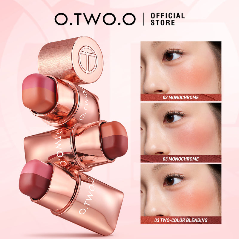 O.TWO.O New Two-color Blush Stick High Pigment Nude Pink Color Silky Texture Long Ware