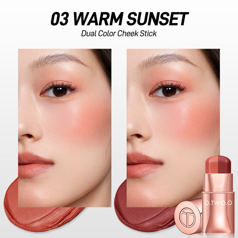 O.TWO.O New Two-color Blush Stick High Pigment Nude Pink Color Silky Texture Long Ware